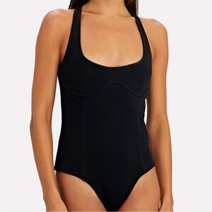 Gauge81 black ribbed Nines underwire bodysuit